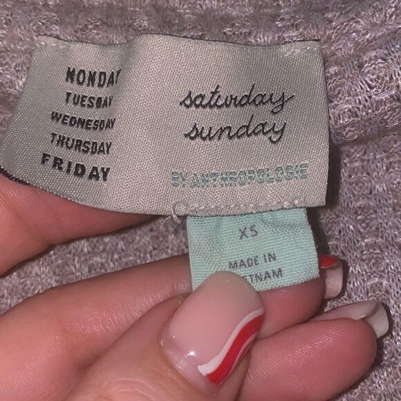 ✨ Anthropologie Saturday Sunday Wendy Waffle Knit Thermal Top Ruffle Wrap✨ - Picture 8 of 9